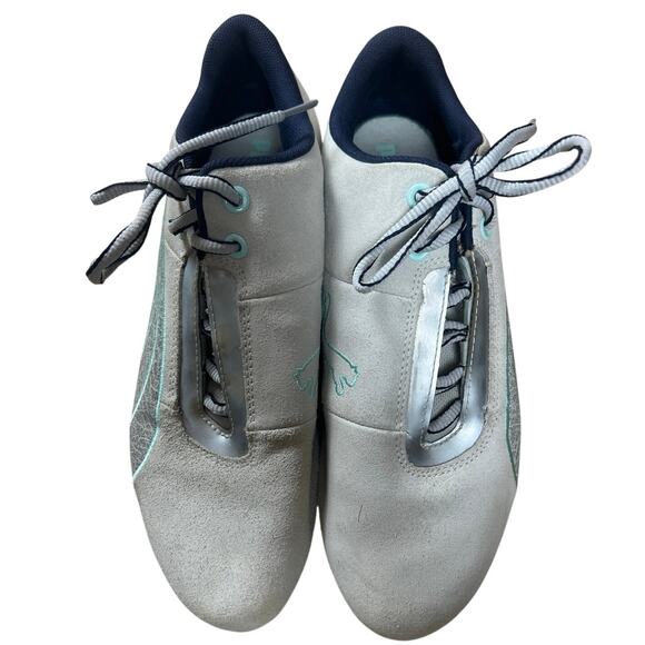 Puma Gray & Teal 8.5 Future Cat Sneakers Women Suede Used - Picture 2 of 8